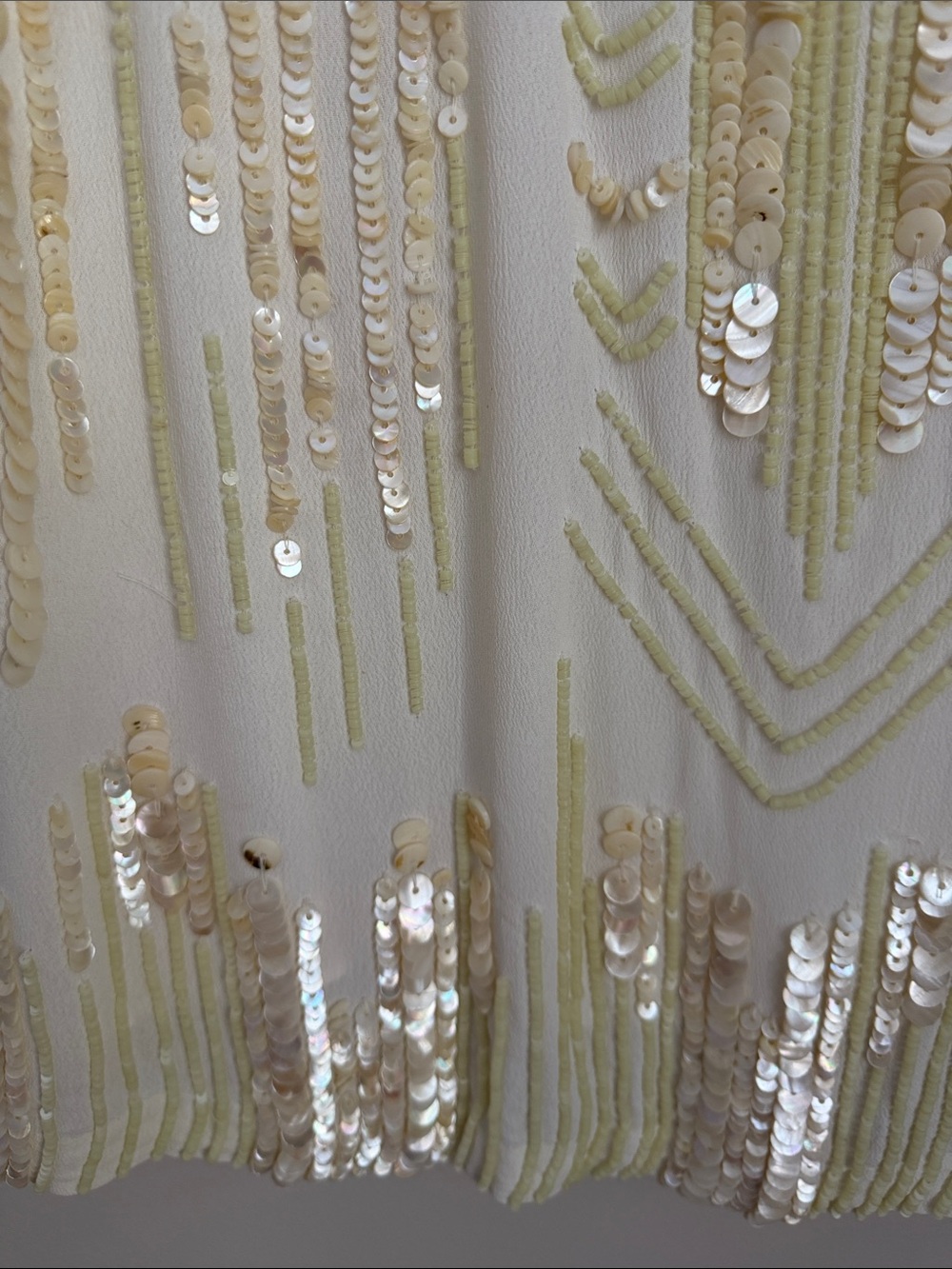FREE PEOPLE LIMITED EDITION Ivory Art Deco Embellished Mini Dress Sequin Rare - Picture 11 of 17